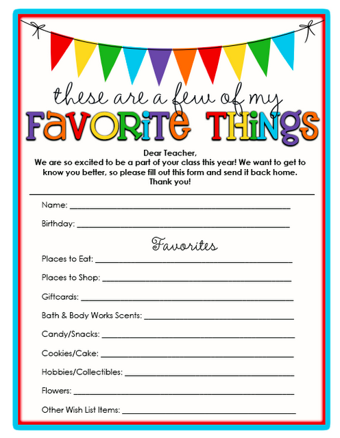 Teacher Favorites Free Printable 24 7 Moms