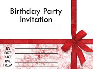 Red Ribbon Birthday Invitation Card