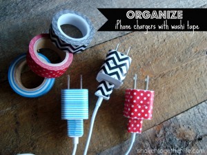 organize iPhone charges with washi tape