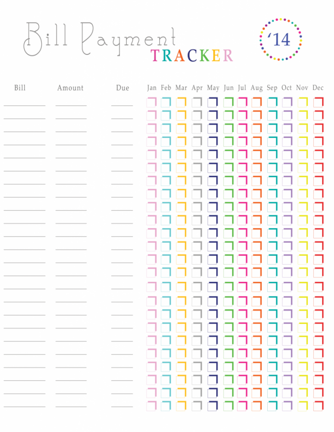 Free Bill Payment Tracker Printable 24/7 Moms