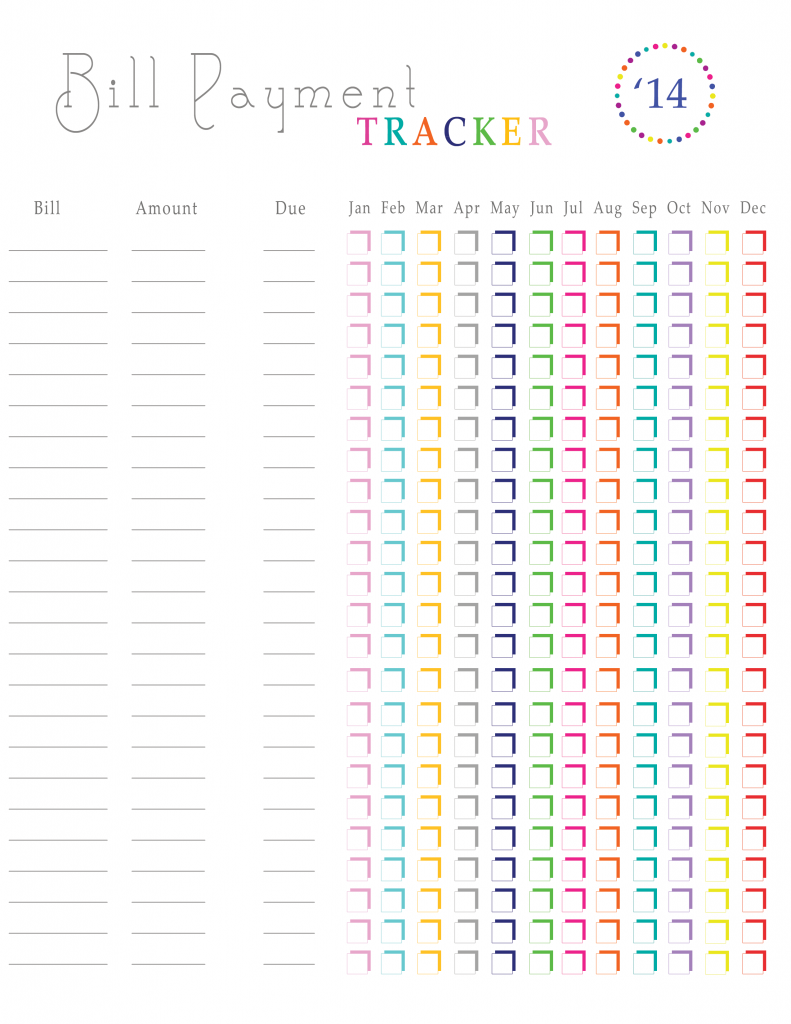 Free Bill Payment Tracker Printable 24 7 Moms