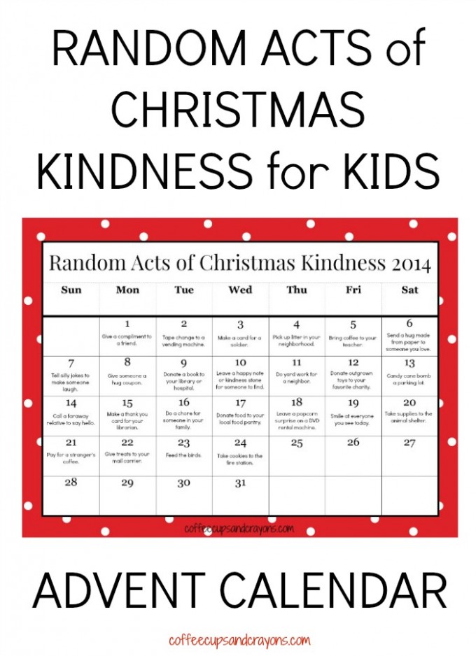 Random Acts Of Christmas Kindness Printable Advent Calendar 24 7 Moms