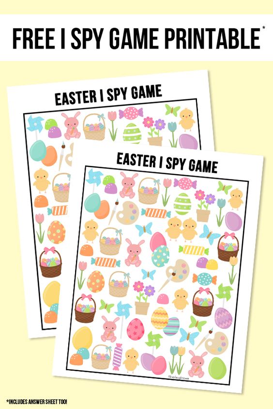 The perfect way to entertain the kids this Easter! This sweet Easter I Spy Printable comes with an answer sheet and answer key too! Print yours at livelaughrowe.com #easter #ispy #printable