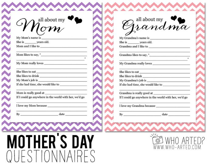 Free All About My Mom & Grandma Printable - 24/7 Moms