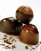 Three pieces of chocolate.