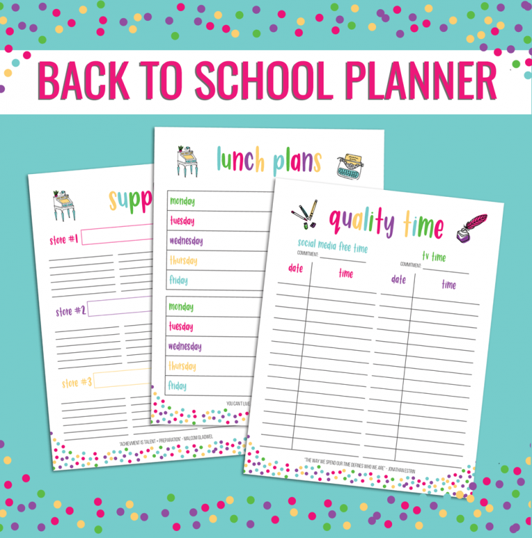Free Back To School Planner Printable 24 7 Moms