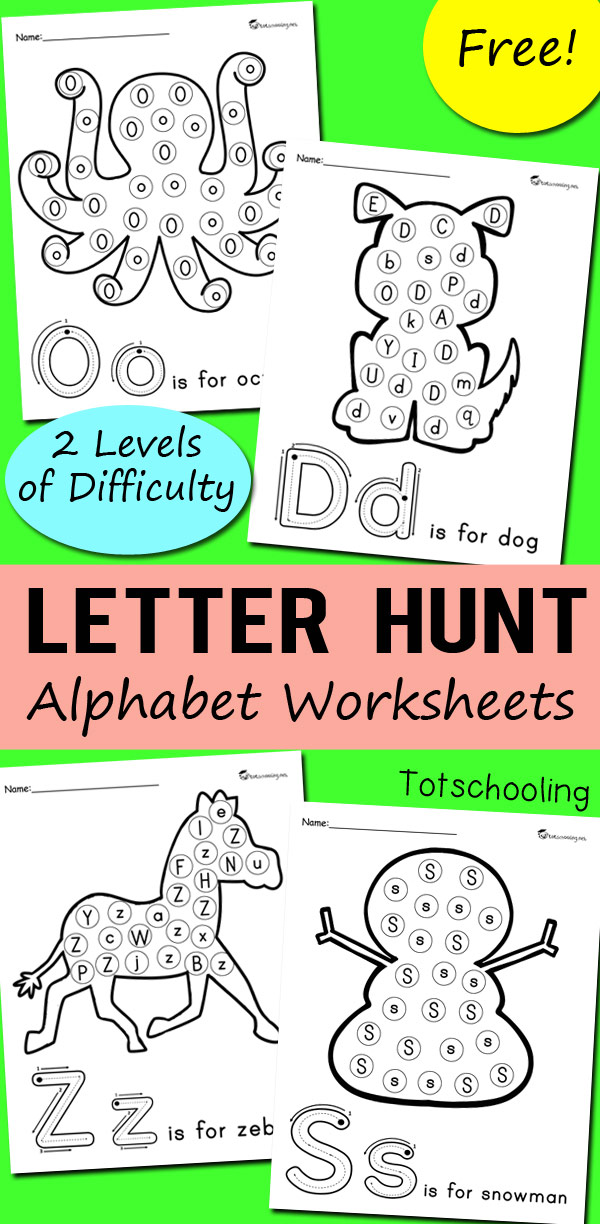 Free Alphabet Letter Hunt Worksheet Printables - 24/7 Moms