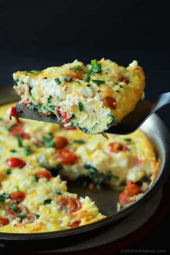 Cheesy Bacon Spinach Frittata easy breakfast eggs recipes
